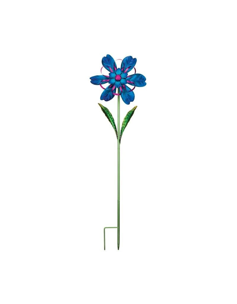 Ribbon Flower Spinner Stake - Blue
