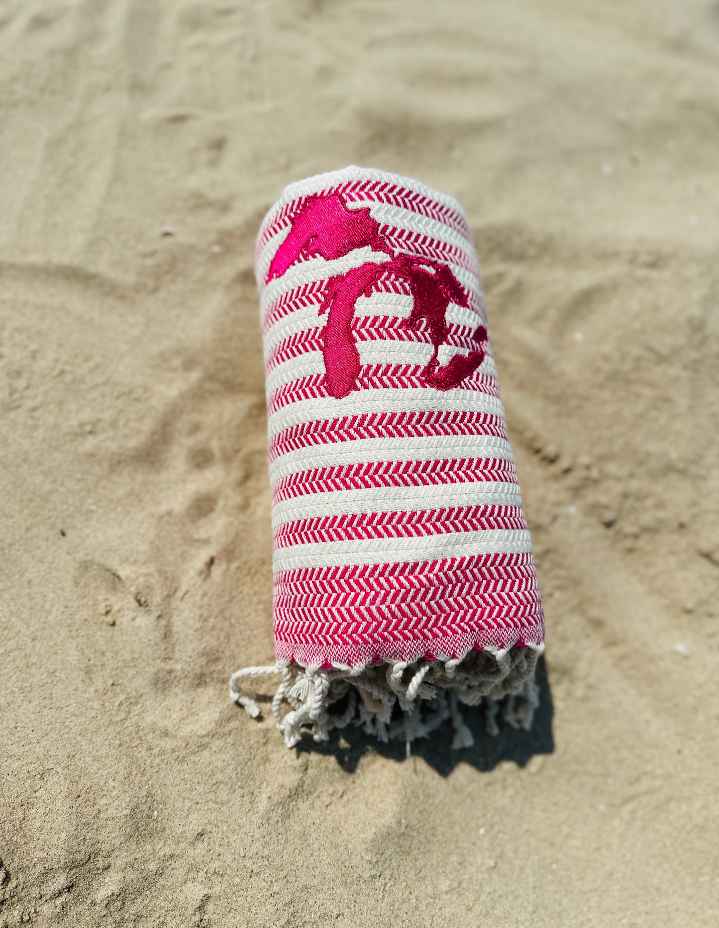 Michigan Beach & Travel Towel - Herringbone Weave