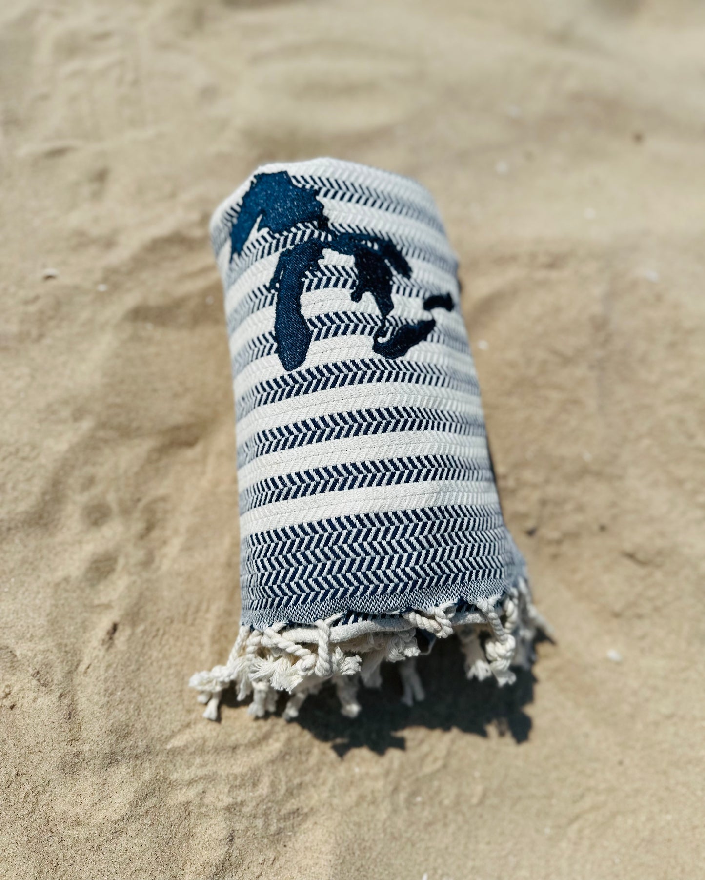 Michigan Beach & Travel Towel - Herringbone Weave