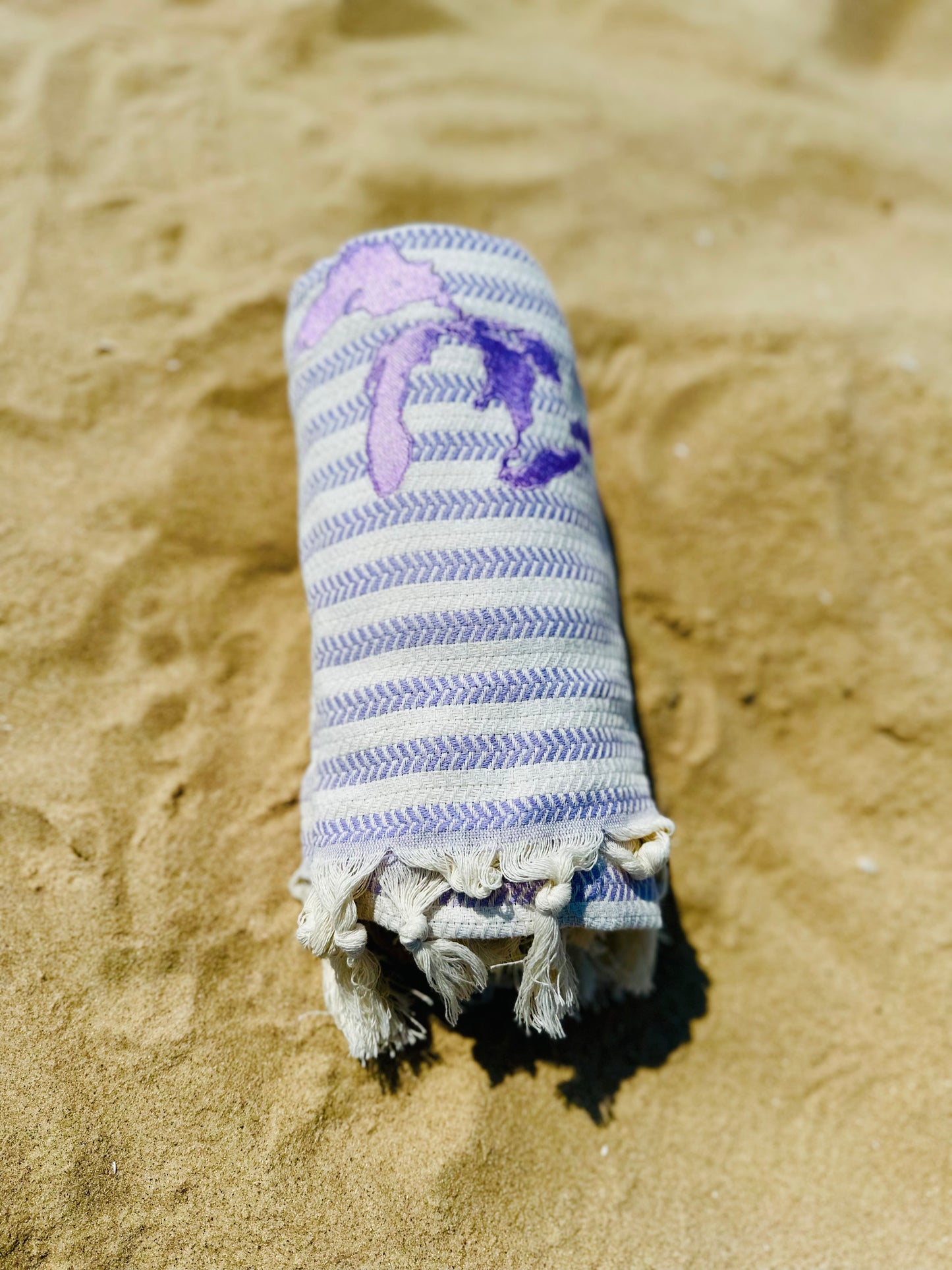 Michigan Beach & Travel Towel - Herringbone Weave