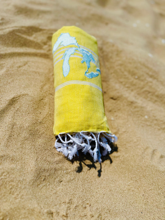 Michigan Beach & Travel Towel - Flat Weave