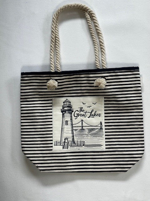 Striped Tote - Great Lakes Lighthouse