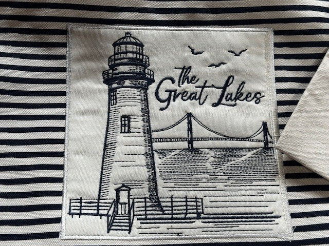 Striped Tote - Great Lakes Lighthouse
