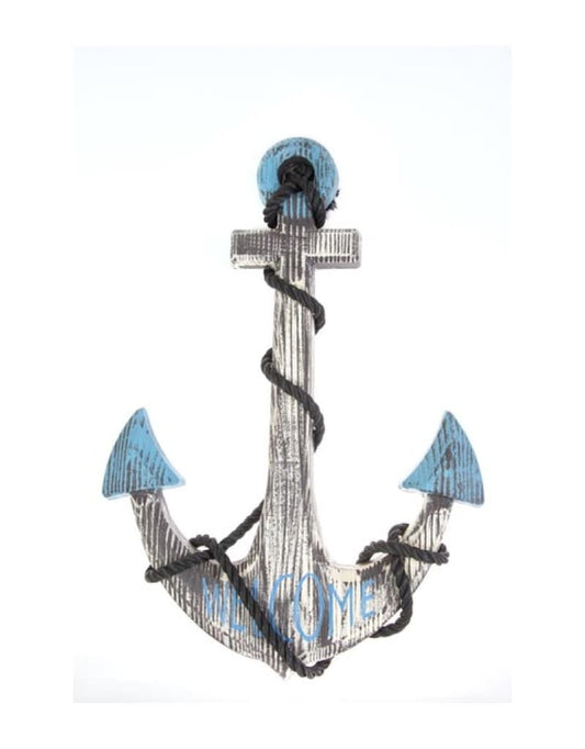 Wall Decor - Welcome Wood Anchor in Blue