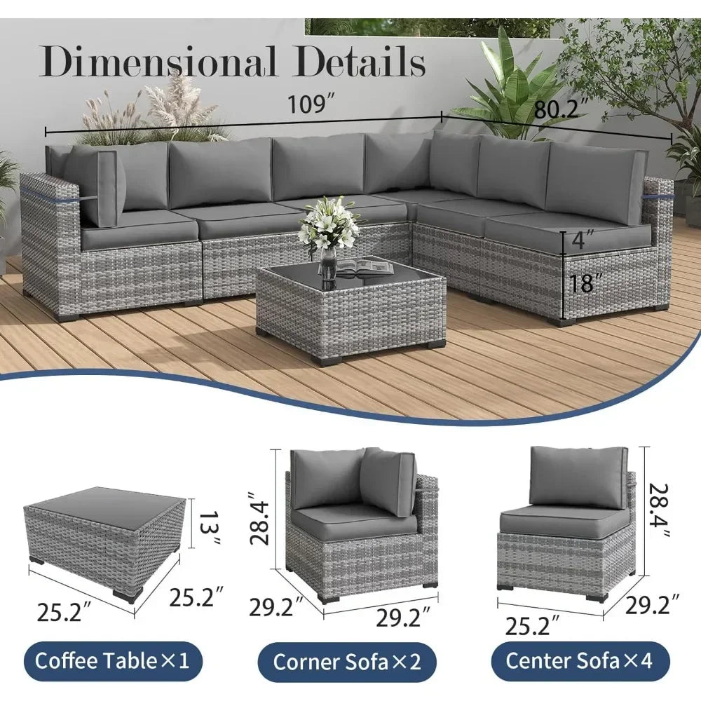 Patio Furniture Set,Outdoor Wicker Furniture Couch Set, 7-Pieces Outdoor Sectional Sofa, Outdoor Patio Set for Home Furniture