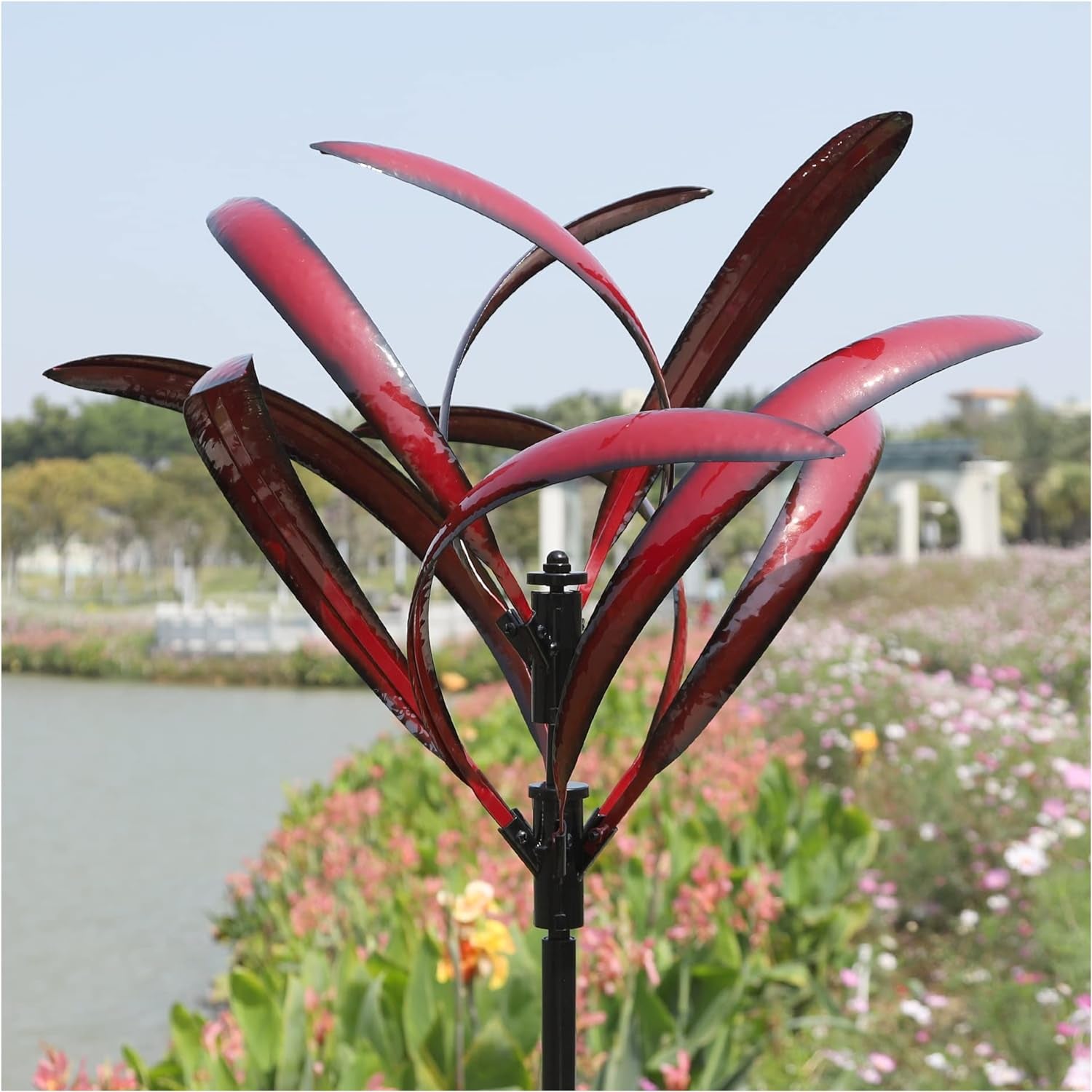 Yard Garden Wind Spinners - Large Outdoor Metal Wind Spinners Sculptures, Lawn Yard Art Garden Decor (Burgundy 1)