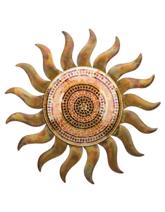 Garden Wall - Flamed Copper Mosaic Sun 29''