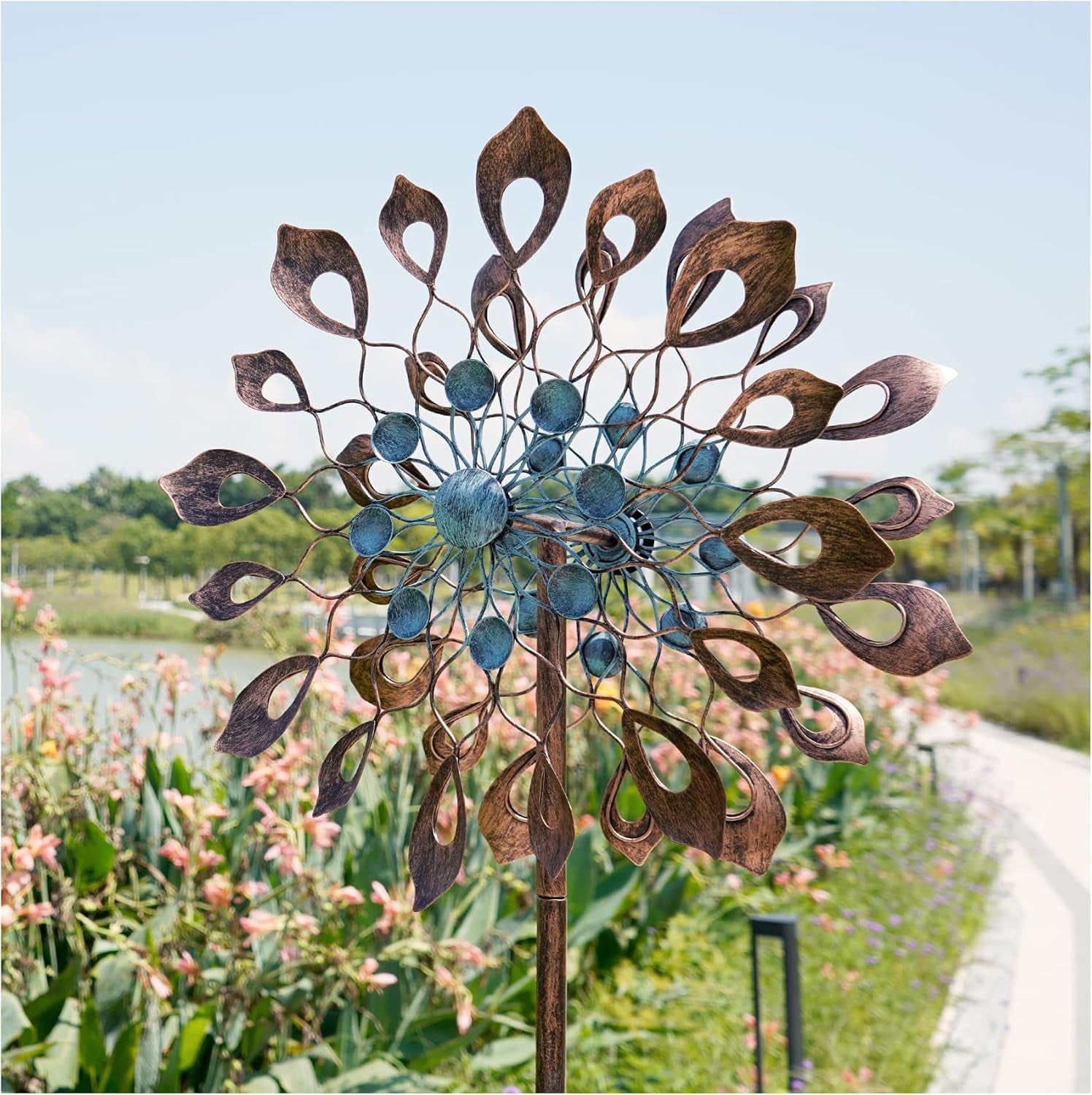 Wind Spinner for Yard and Garden - Large Metal Windspinners for Outdoor Decorations (Leaves Shape 2)