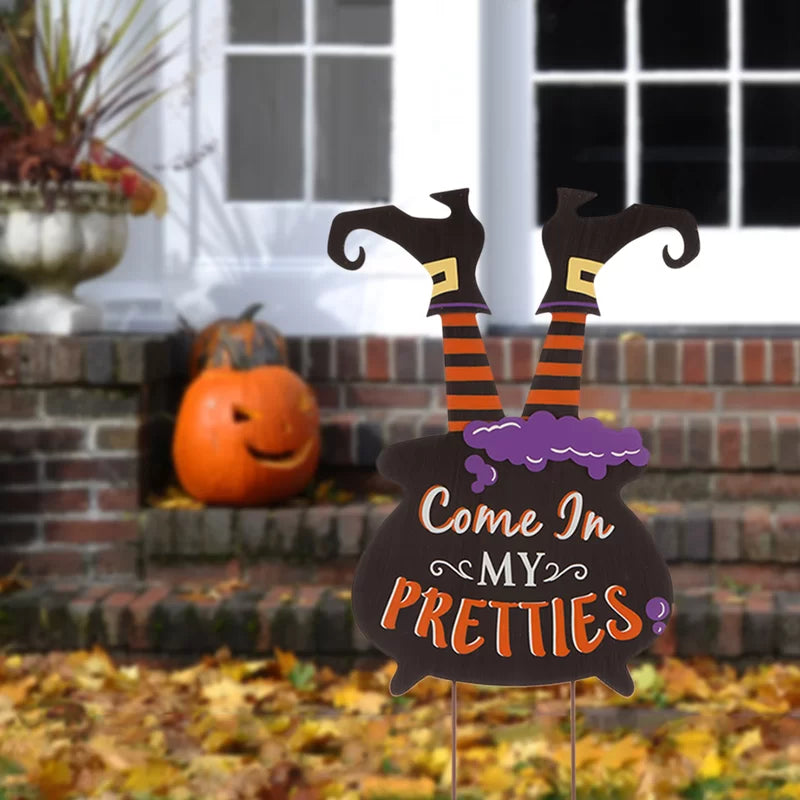 Halloween Wooden Witch Garden Stake