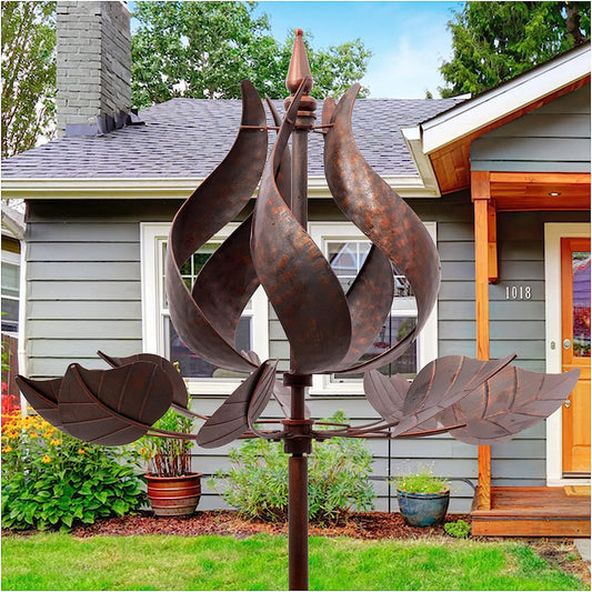 Yard Garden Wind Spinners - Large Tulip Outdoor Metal Wind Spinners with Stake, Yard Art Lawn Garden Decor (24" W X 73" H)