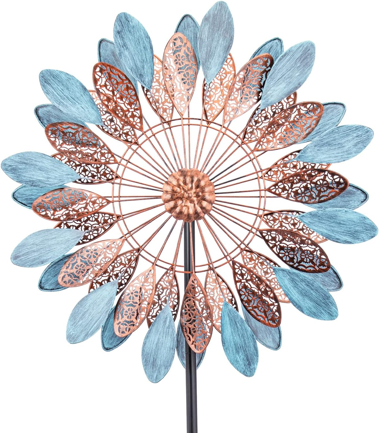 Wind Spinners-Garden Wind Spinners - 75 Inch Wind Spinners for Yard and Garden, Hollow Leaf 360 Degrees Wind Sculptures & Spinners for Yard and Patio Lawn Decor