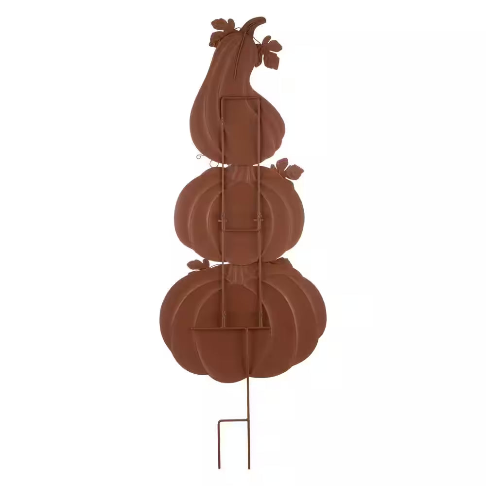 42 In. H 3-In-1 Metal Pumpkin Yard Stake or Hanging Decor (KD, 2-Function)