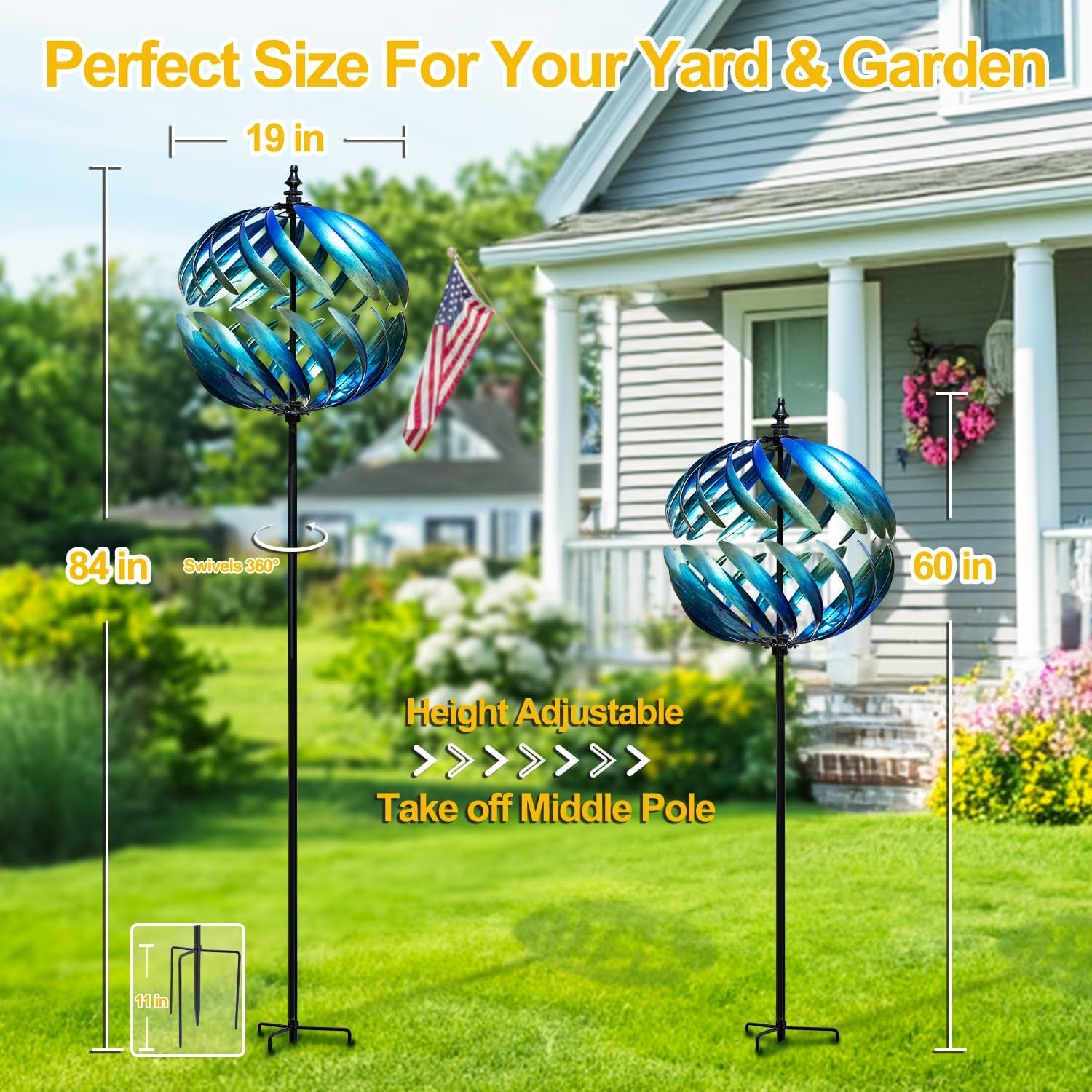 Wind Spinner for Yard and Garden - Large Metal Kinetic Wind Sculptures for Outdoor Decorations