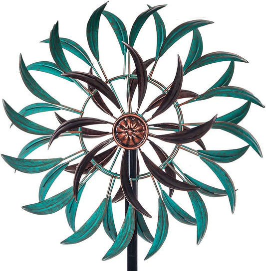 360° Outdoor Wind Spinner, Wind Sculpture Spinner with Metal Stake, Yard Art Decor for Patio, Lawn & Garden 63 * 13