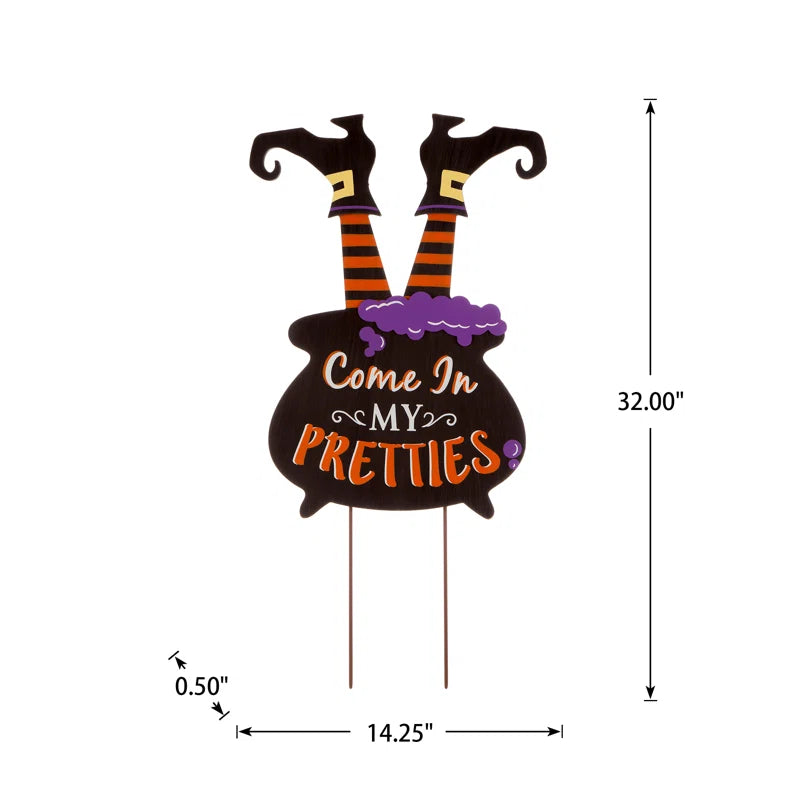 Halloween Wooden Witch Garden Stake