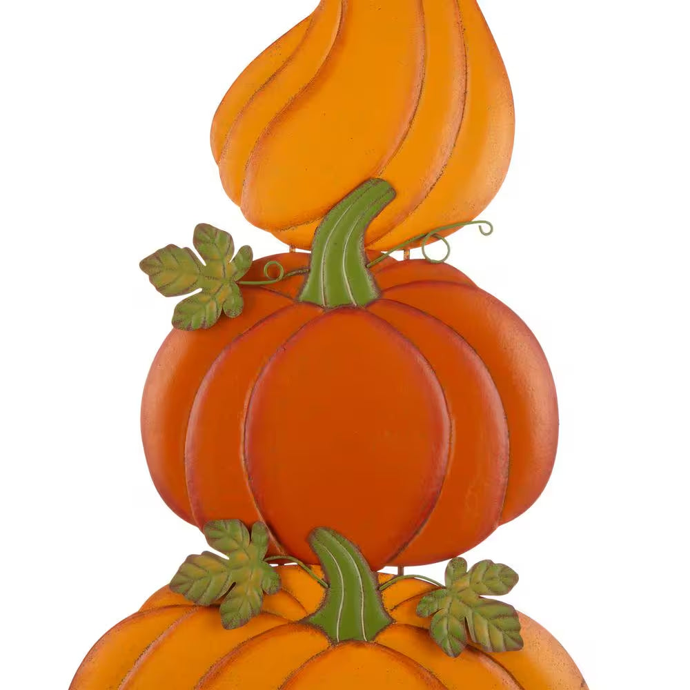 42 In. H 3-In-1 Metal Pumpkin Yard Stake or Hanging Decor (KD, 2-Function)