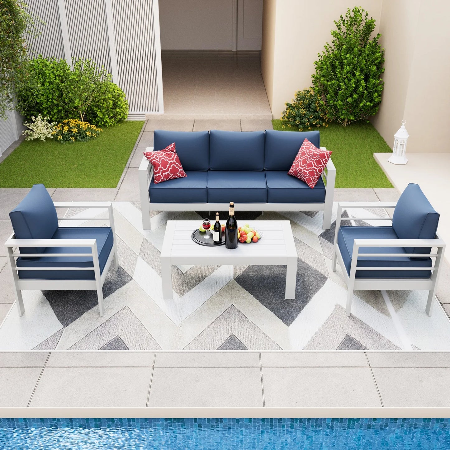 Aluminum Patio Furniture Set, Metal Patio Furniture Outdoor Couch, Aluminum Patio Chairs