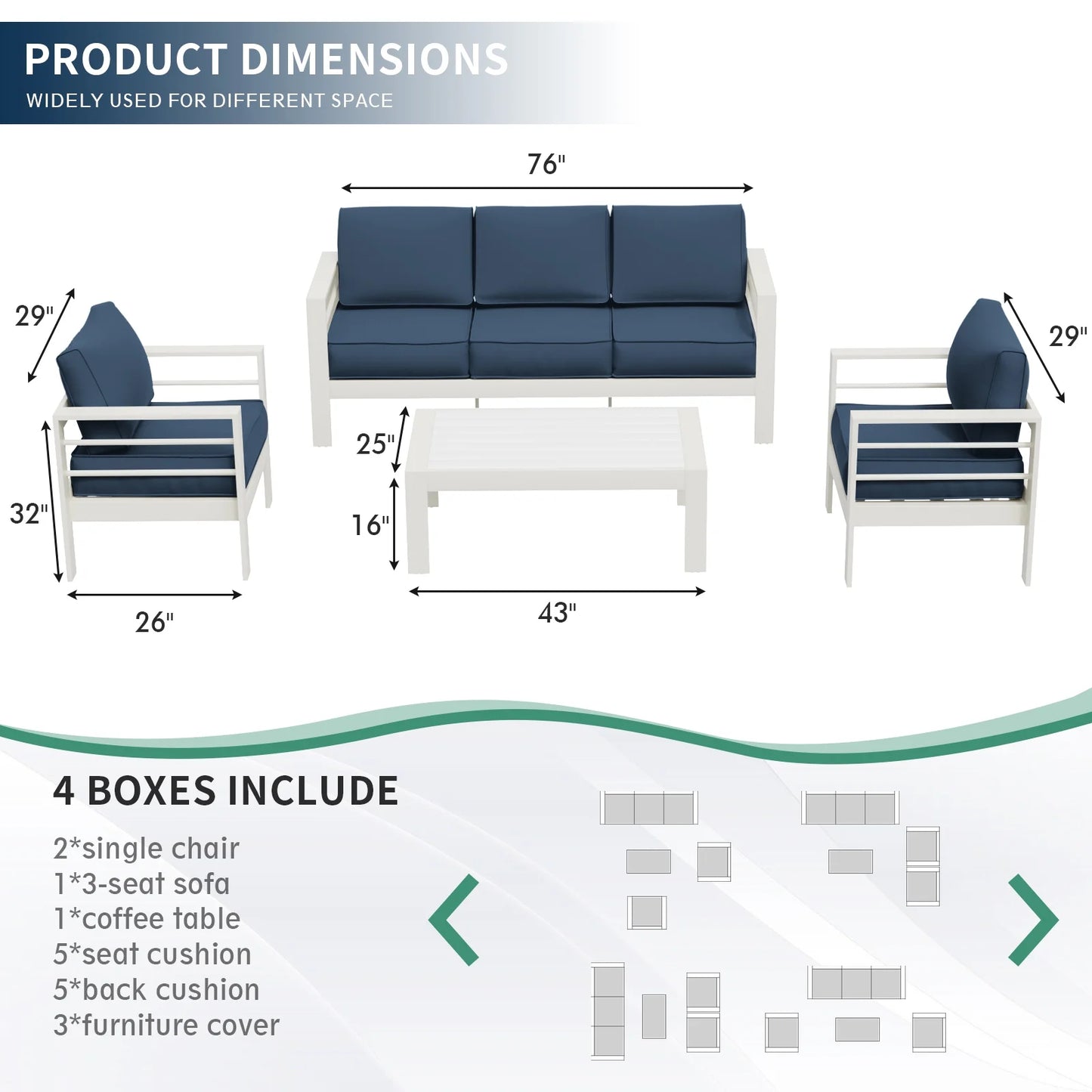 Aluminum Patio Furniture Set, Metal Patio Furniture Outdoor Couch, Aluminum Patio Chairs