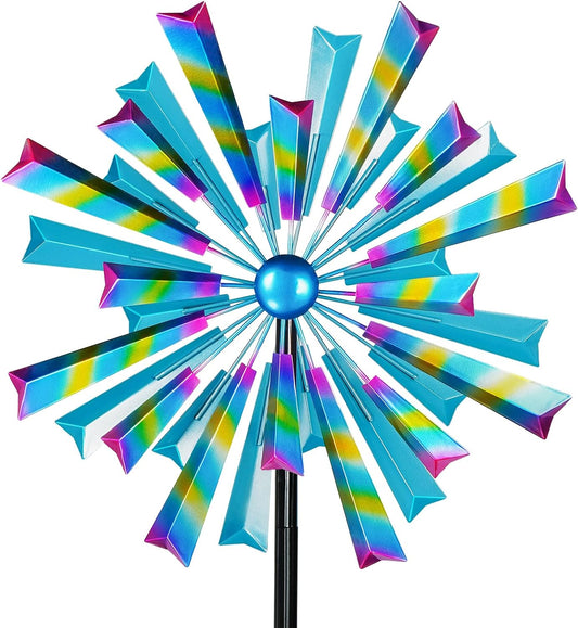 Wind Spinners Outdoor Metal Large - 72In 360 Degrees Rainbow Wind Spinner for Outdoor Yard, Patio, Lawn & Garden Sculptures - Rare Square Fan Blade Design - Used to Adjust Mood in Garden