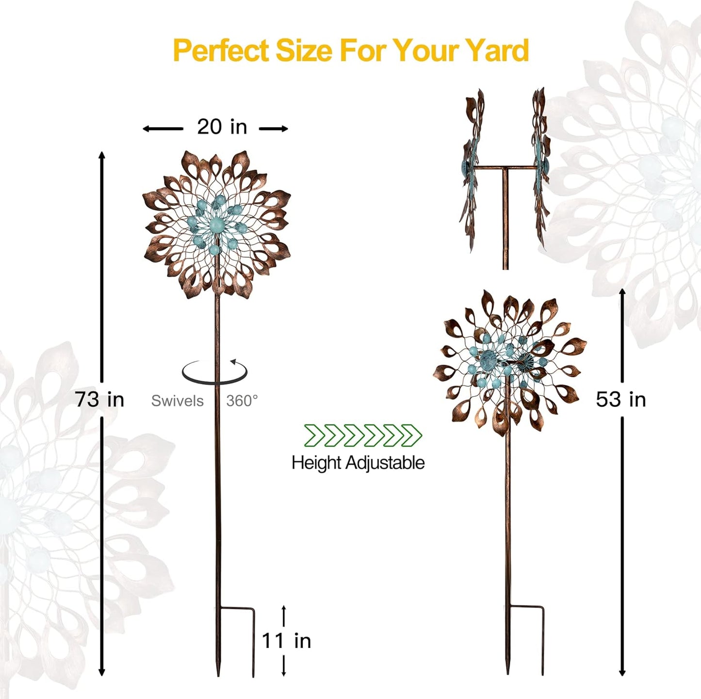 Wind Spinner for Yard and Garden - Large Metal Windspinners for Outdoor Decorations (Leaves Shape 2)