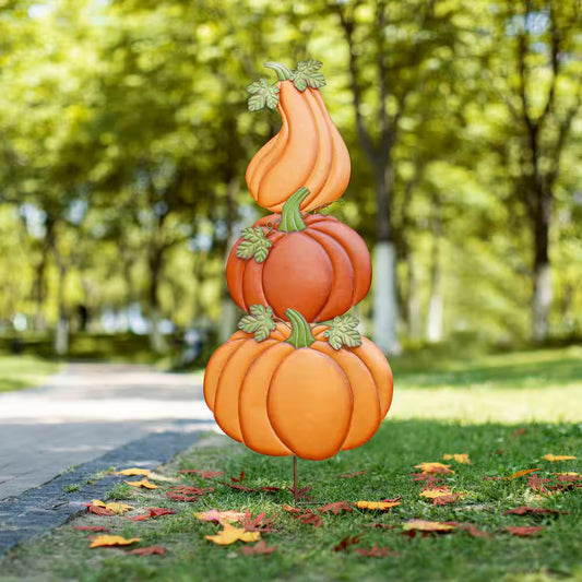 42 In. H 3-In-1 Metal Pumpkin Yard Stake or Hanging Decor (KD, 2-Function)