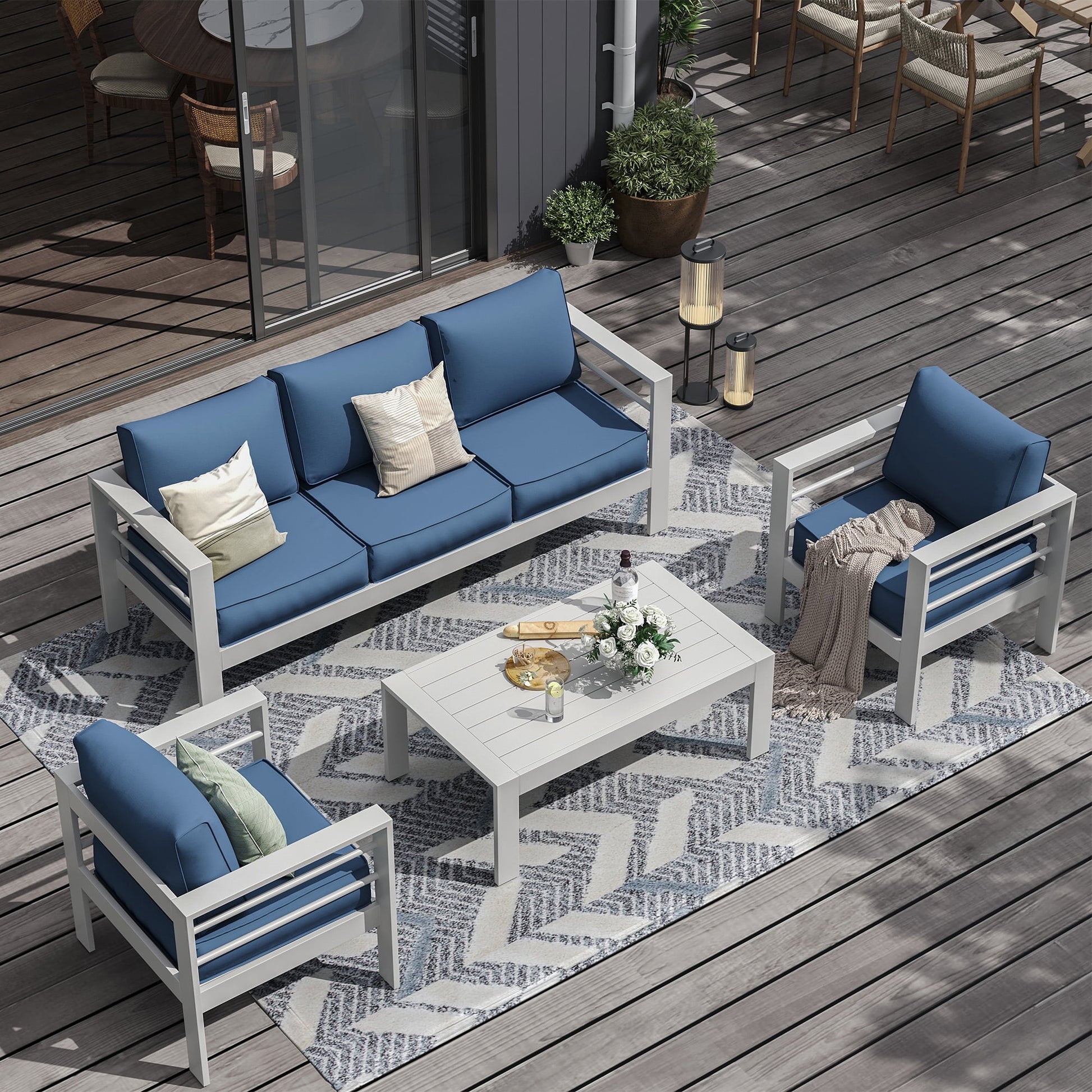 Aluminum Patio Furniture Set, Metal Patio Furniture Outdoor Couch, Aluminum Patio Chairs