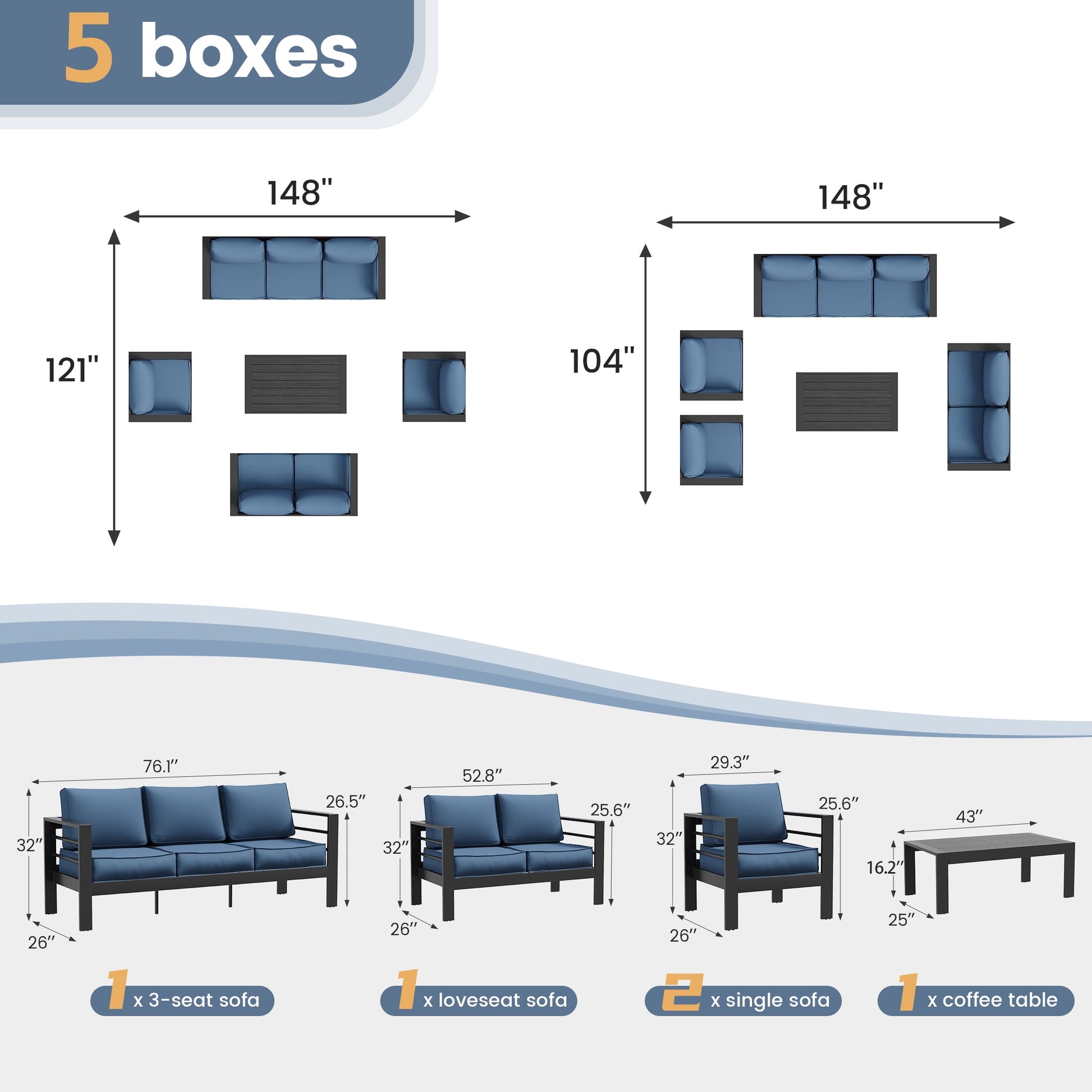 Aluminum Patio Furniture Set, Metal Patio Furniture Outdoor Couch, Aluminum Patio Chairs