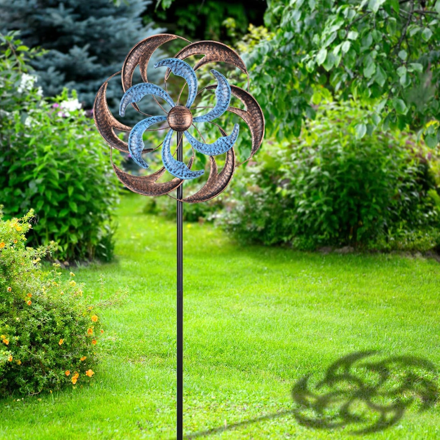 Wind Spinner Outdoor Garden Decor - 4.8 FT Kinetic Wind Sculpture Metal Windmill for Outdoor Yard Patio Lawn & Garden