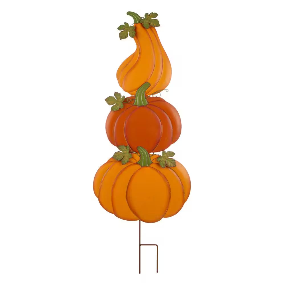 42 In. H 3-In-1 Metal Pumpkin Yard Stake or Hanging Decor (KD, 2-Function)