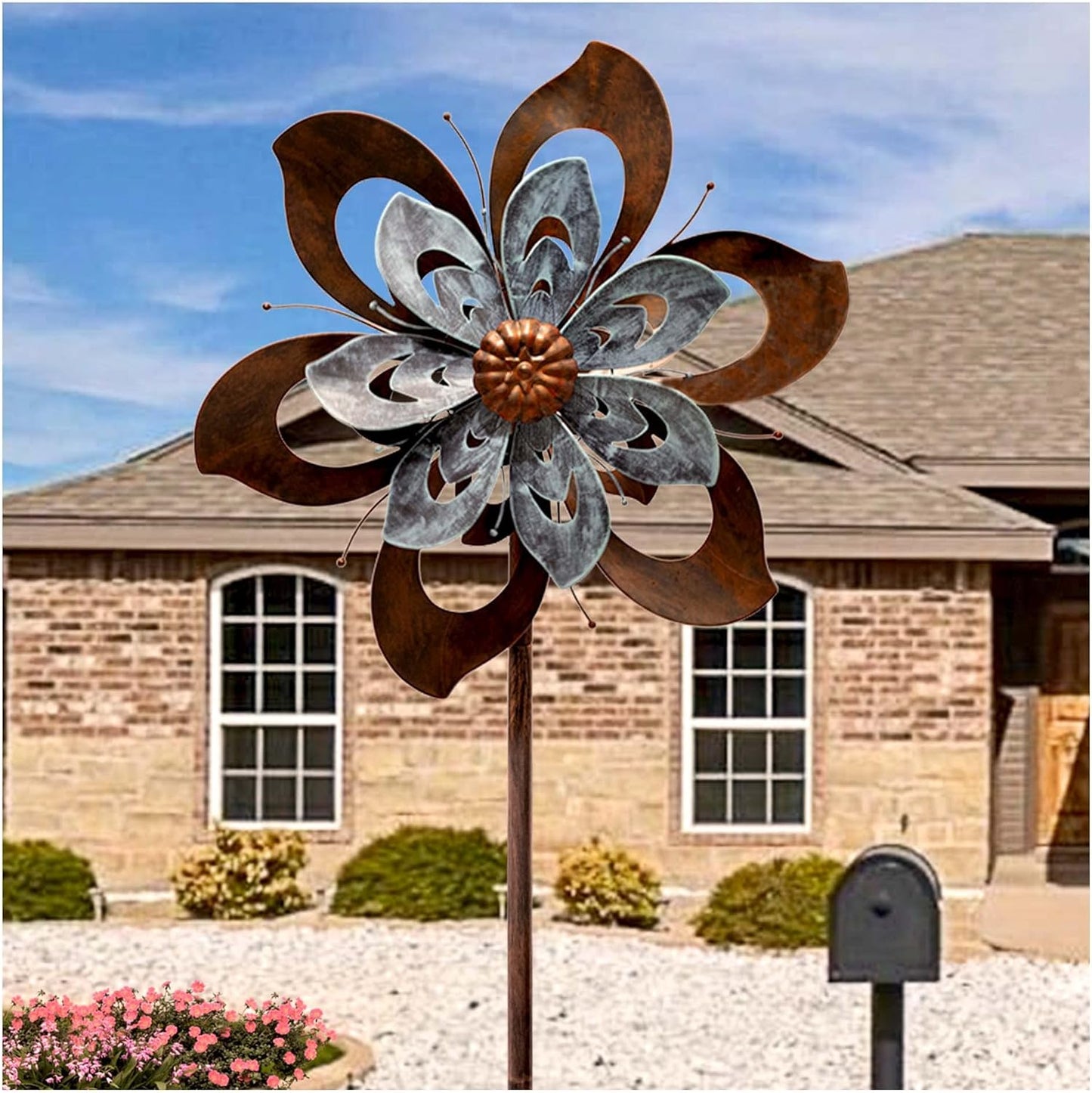 84" Patina Flower Wind Spinner 