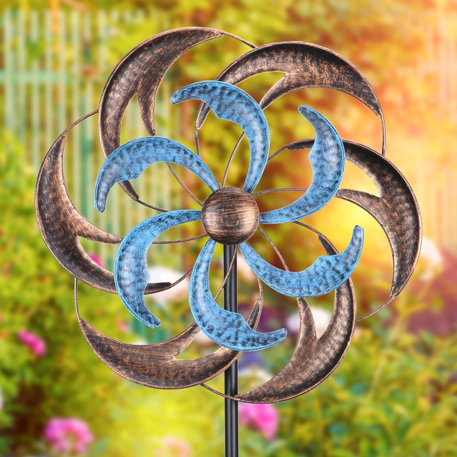 Wind Spinner Outdoor Garden Decor - 4.8 FT Kinetic Wind Sculpture Metal Windmill for Outdoor Yard Patio Lawn & Garden