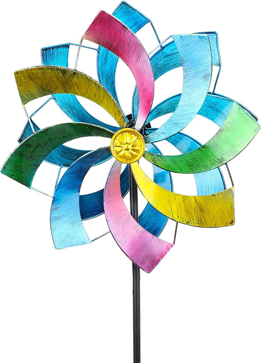 Wind Spinner Multicolored Outdoor Metal Sculpture Kinetic Colorful Wind Spinners for Yard and Garden