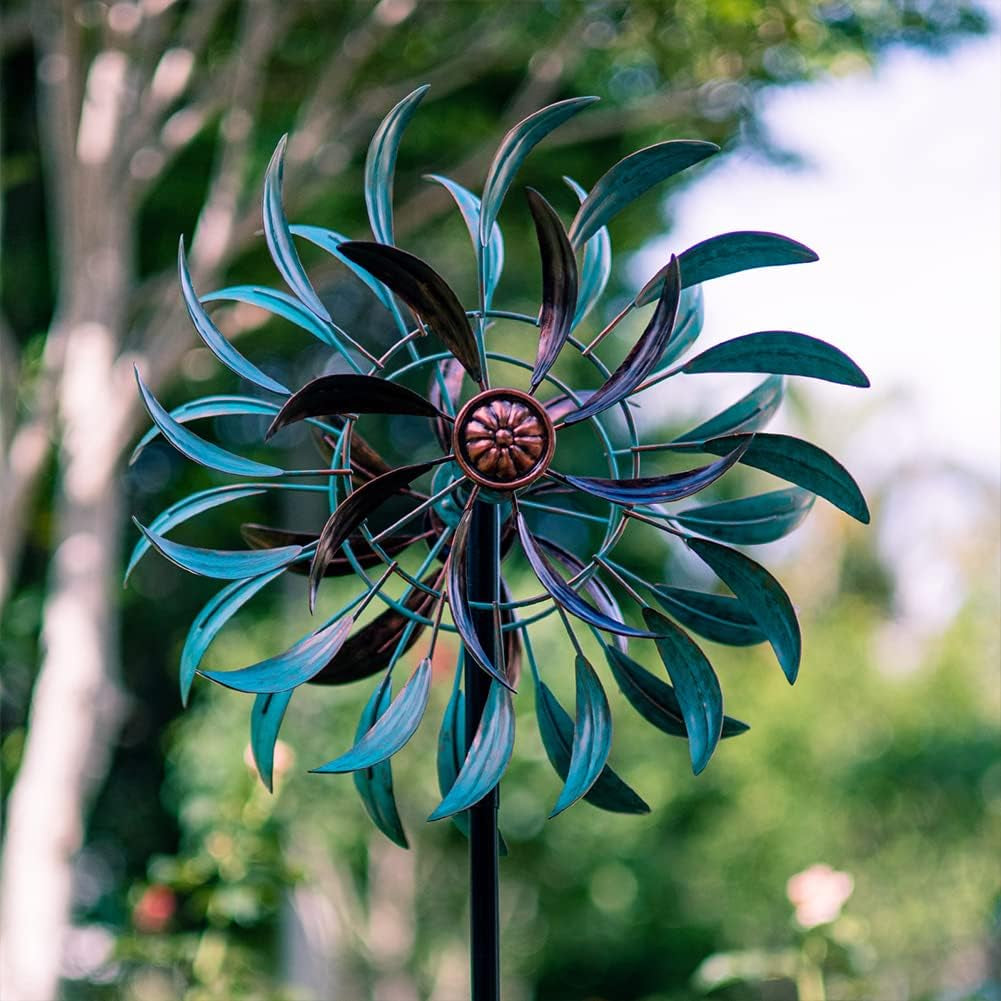 360° Outdoor Wind Spinner, Wind Sculpture Spinner with Metal Stake, Yard Art Decor for Patio, Lawn & Garden 63 * 13