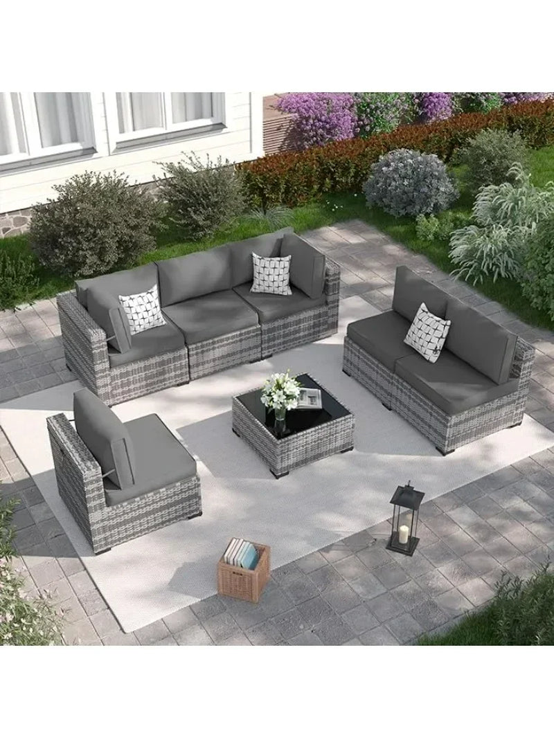 Patio Furniture Set,Outdoor Wicker Furniture Couch Set, 7-Pieces Outdoor Sectional Sofa, Outdoor Patio Set for Home Furniture