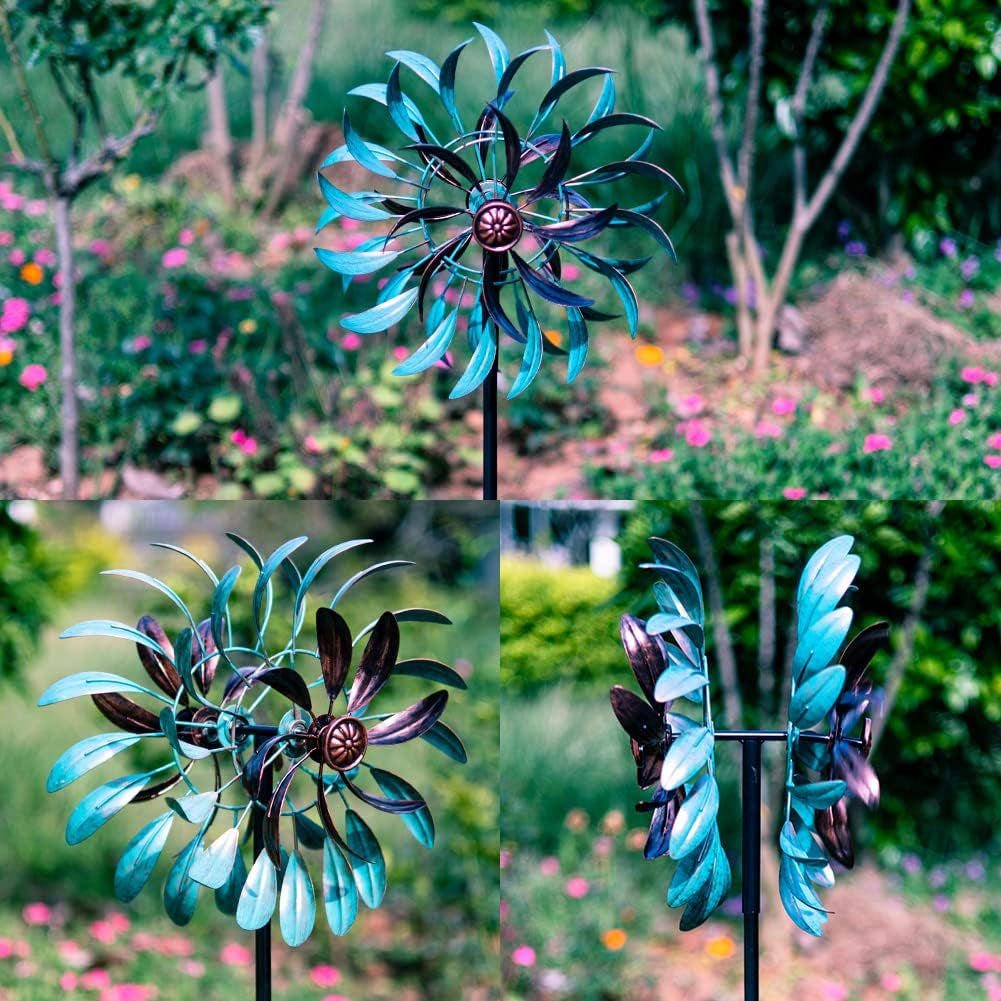 360° Outdoor Wind Spinner, Wind Sculpture Spinner with Metal Stake, Yard Art Decor for Patio, Lawn & Garden 63 * 13