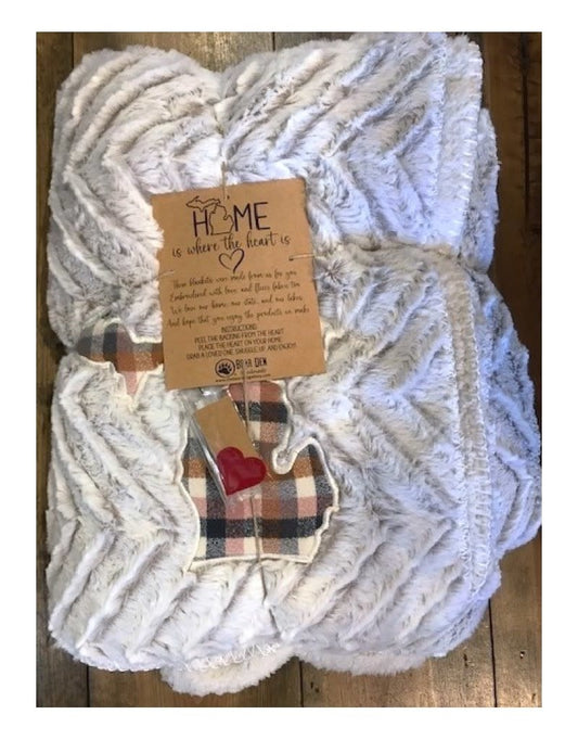 Home is Where the Heart is Blanket - Faux Fur Sandstone/Nutmeg