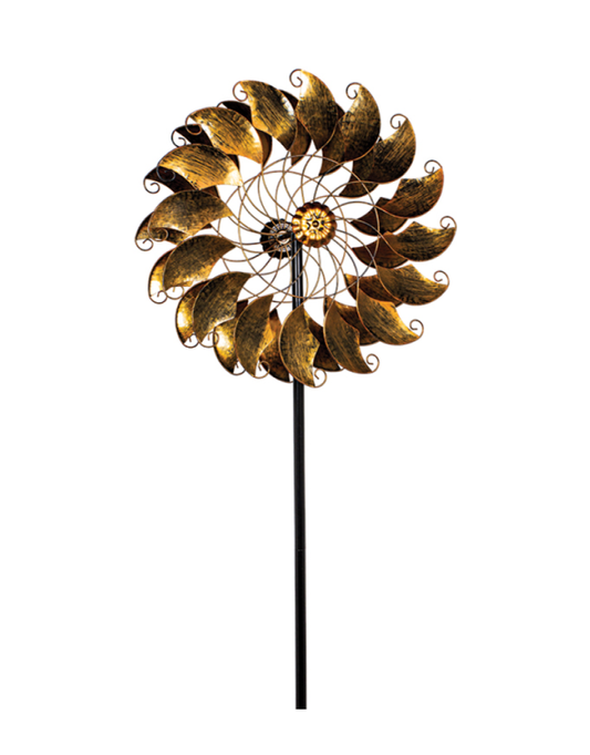 Kinetic Wind Spinner Stake - Bronze Petals